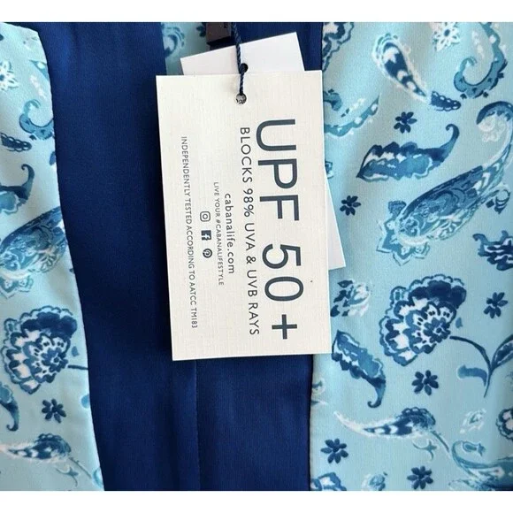 Cabana Life Paisley Blue Tunic Aqua Dress Cover Up UPF 50 Women Size Small NWT - Picture 4 of 6